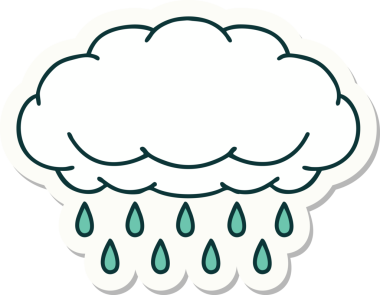 Bir insan tarafından çizilmiş geleneksel yağmur bulutu stili dövme çıkartması.