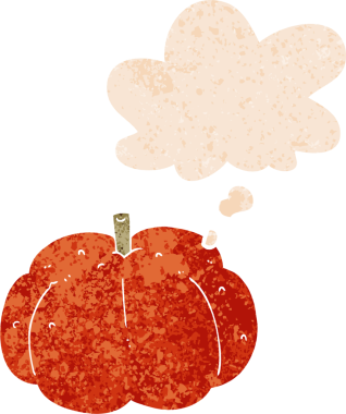 Düşünce balkabağı ve grunge dertli retro dokuma tarzı bir insan tarafından çizilmiş