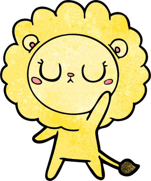 Bir insan tarafından çizilmiş çizgi film aslanı.