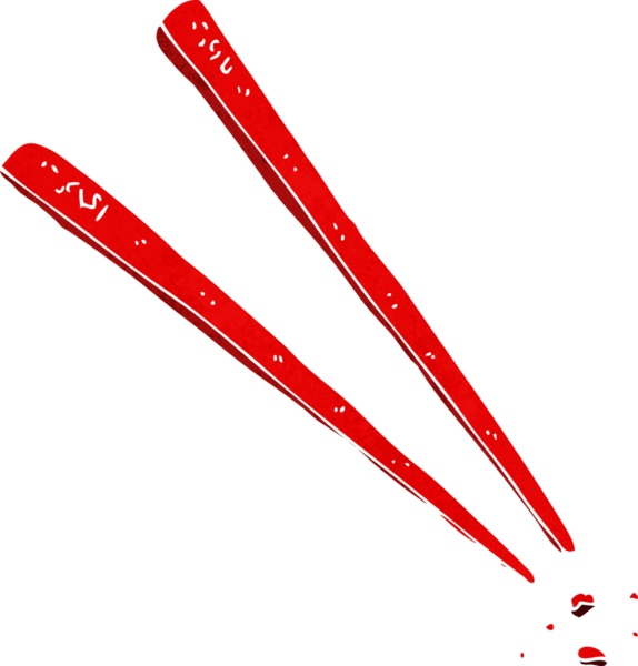 Bir insan tarafından çizilmiş yemek çubukları.