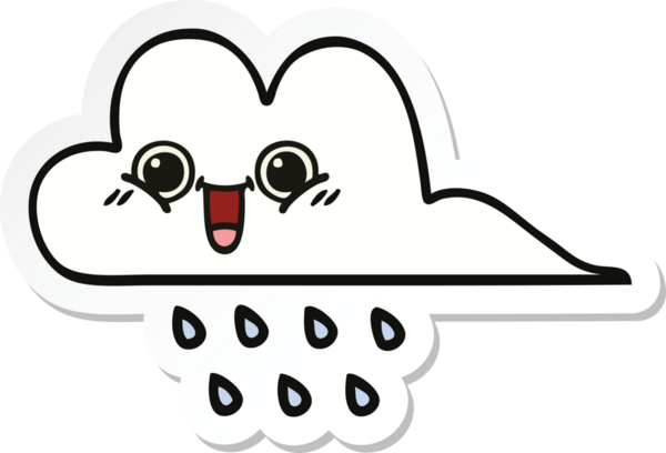 Bir insan tarafından çizilmiş şirin bir yağmur bulutunun çıkartması.