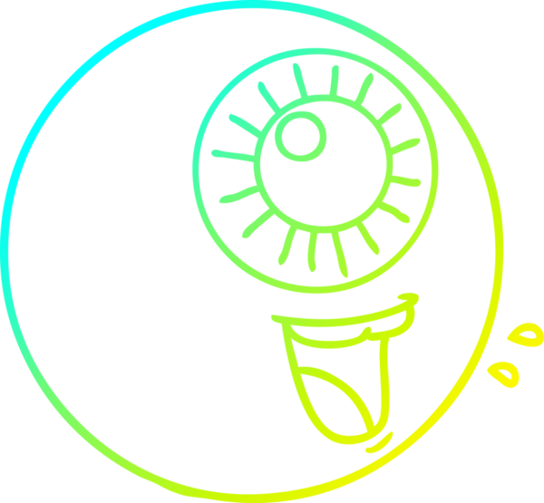 Bir insan tarafından çizilmiş bir çizgi film gözbebeğinin soğuk gradyan çizimi