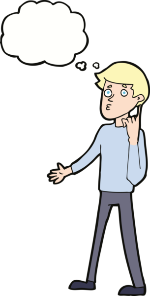 Çizgi filmci bir insan tarafından çizilmiş düşünce baloncuğuyla soru soruyor.