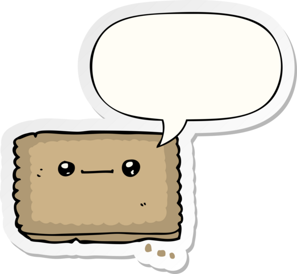 Bir insan tarafından çizilmiş konuşma balonu çıkartmalı çizgi film bisküvisi.