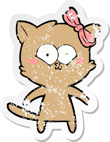 Bir insan tarafından çizilmiş karikatür bir kedinin sıkıntılı çıkartması.