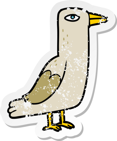 Bir insan tarafından çizilmiş karikatür kuşunun sıkıntılı çıkartması