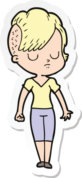 Bir insan tarafından çizilmiş bir karikatür kadının çıkartması.