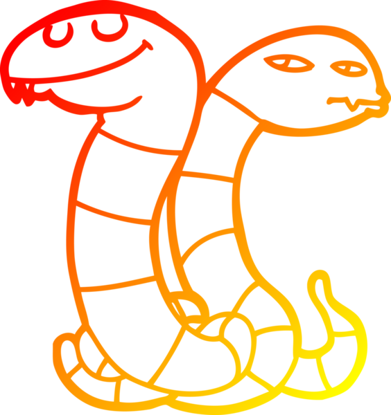 Bir insan tarafından çizilmiş karikatür yılanının sıcak çizgi çizimi