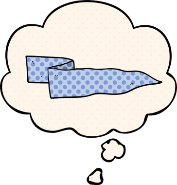 Çizgi roman tarzında bir insan tarafından çizilmiş düşünce baloncuklu çizgi film afişi.