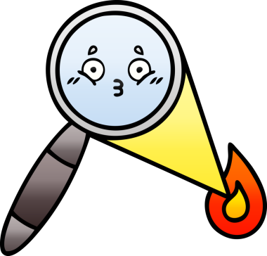 Bir insan tarafından çizilmiş bir büyüteçin gölgelenmiş karikatürü