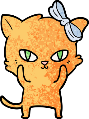 Bir insan tarafından çizilmiş sevimli çizgi film kedisi.