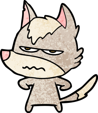 Bir insan tarafından çizilmiş rahatsız kurt çizgi filmi.