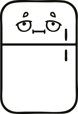 Bir insan tarafından çizilmiş bir buzdolabı karikatürü.