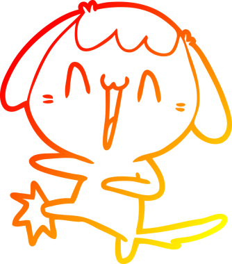 Bir insan tarafından çizilmiş gülen köpeğin sıcak çizgi çizimi.