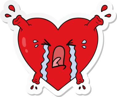 Bir insan tarafından çizilmiş karikatür kalp çıkartması.