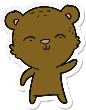 Bir insan tarafından çizilmiş mutlu çizgi film ayısının çıkartması.