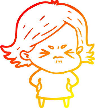 Bir insan tarafından çizilmiş kızgın bir kızın sıcak çizgi çizimi