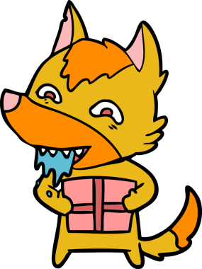 Bir insan tarafından çizilmiş tilki çizgi film karakteri