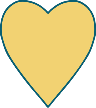 Bir insan tarafından çizilmiş bir kalbin ikonik dövme şekli