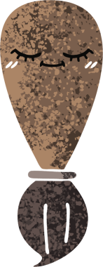 Bir insan tarafından çizilmiş bir boya fırçasının retro çizim tarzı karikatürü