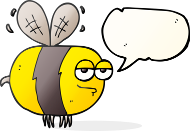 Bir insan tarafından çizilmiş serbest konuşma balonu karikatürü mutsuz arı