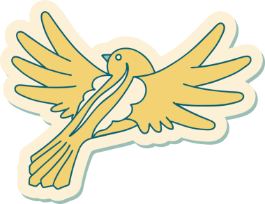 Bir insan tarafından çizilmiş geleneksel bir uçan kuş stili dövme çıkartması.