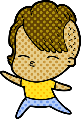 Bir insan tarafından çizilmiş şaşı çizgi film kızı.