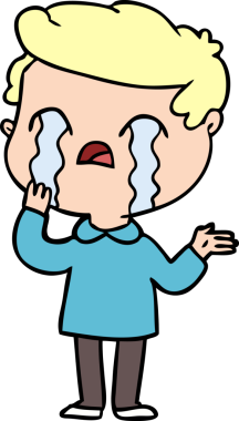 Bir insan tarafından çizilmiş ağlayan çizgi film adamı.