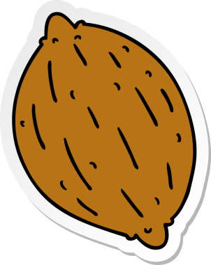 Bir insan tarafından çizilmiş tek bir cevizin karikatür çizimi