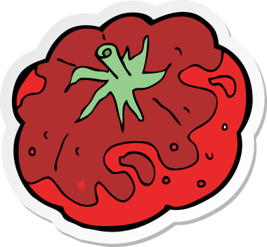 Bir insan tarafından çizilmiş bir domates etiketi.