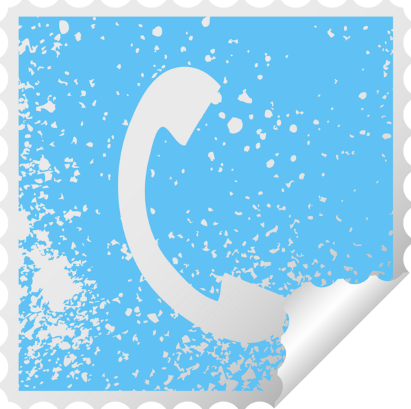 Bir insan tarafından çizilmiş bir telefon ahizesinin sıkıntılı kare soyma etiketi.