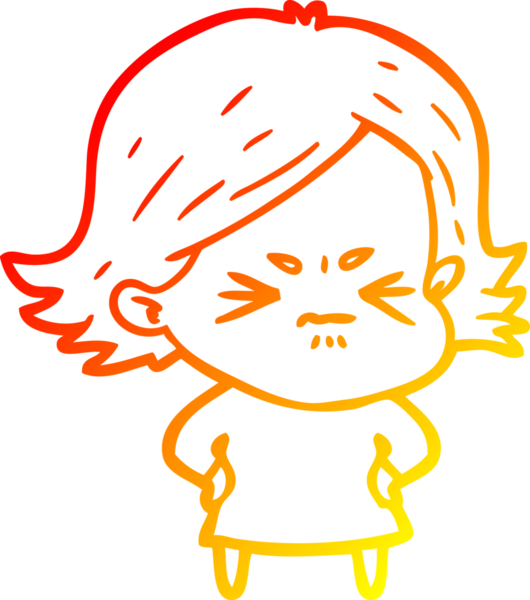 Bir insan tarafından çizilmiş kızgın bir kızın sıcak çizgi çizimi