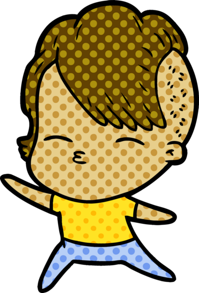 Bir insan tarafından çizilmiş şaşı çizgi film kızı.