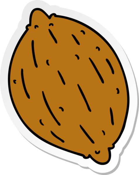 Bir insan tarafından çizilmiş tek bir cevizin karikatür çizimi