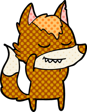 Bir insan tarafından çizilmiş tilki çizgi film karakteri