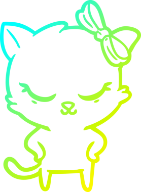 Bir insan tarafından çizilmiş bir çizgi film kedisinin soğuk gradyan çizimi