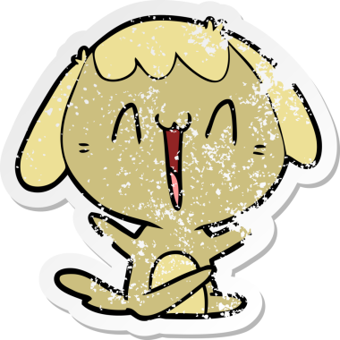 Bir insan tarafından çizilmiş şirin bir köpeğin sıkıntılı çıkartması.