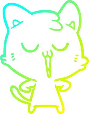 Bir insan tarafından çizilmiş çizgi film kedisinin soğuk çizgi çizimi.