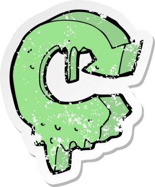 Bir insan tarafından çizilmiş erime geri dönüşüm sembolünün gerilimli yapıştırması.