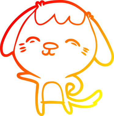 Bir insan tarafından çizilmiş mutlu çizgi film köpeğinin sıcak çizgi çizimi