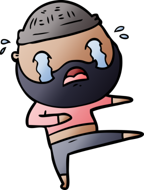 Bir insan tarafından çizilmiş ağlayan sakallı bir dansçı.