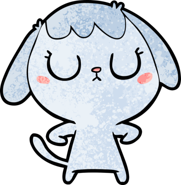 Bir insan tarafından çizilmiş şirin bir çizgi film köpeği.