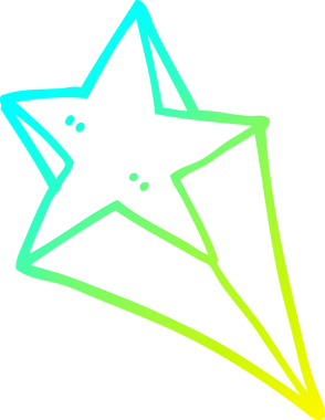 Bir insan tarafından çizilmiş bir çizgi film yıldızının soğuk gradyan çizimi.