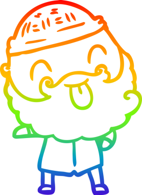 Gökkuşağı gradyan çizgisi sakallı bir adamın bir insan tarafından çizilmiş dili.