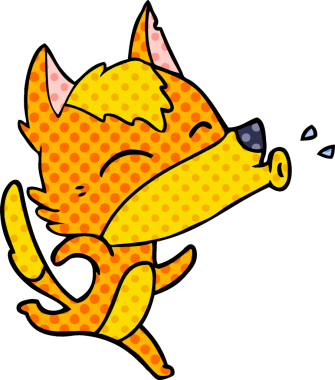 Bir insan tarafından çizilmiş tilki çizgi film karakteri