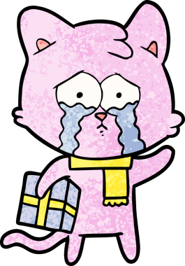 Bir insan tarafından çizilmiş çizgi film kedisi.