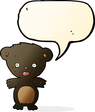 bir insan tarafından çizilmiş konuşma baloncuğu olan siyah bir ayı.