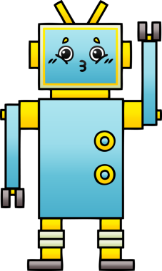 Bir insan tarafından çizilmiş bir robotun gölgelenmiş çizimi