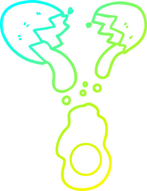 Bir insan tarafından çizilmiş taze kırık bir yumurtanın soğuk gradyan çizgisi.