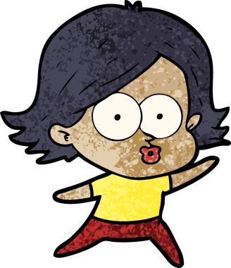 Çizgi film kızı somurtuyor bir insan tarafından